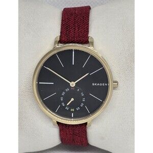 Womens Skagen Hagen SKW2354 Small Second Hand Black Dial Gold Tone Case Watch 13